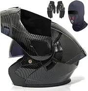 Motorcycle Modular Full Face Helmet Flip Up with Dual Visor Sun Shield for Adults DOT/ECE Approved