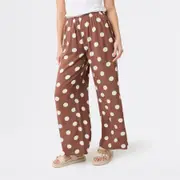 &me Women's Dot Print Relaxed Pants - Brown