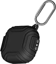 [Secure Lock] Silicone Case for SHOKZ OpenFit Open-Ear True Wireless Bluetooth Headphones Full Body Anti-Scratch Shockproof Protective Cover for SHOKZ OpenFit T910 Earbuds with Keychain (Black)
