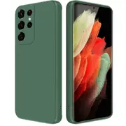 MCC For Samsung Galaxy S21 Ultra 5G Soft Liquid Silicone Shockproof Case Cover G998 [Dark Green]