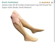 Seniors Care 20-30 mmHg Compression Leg Calf Closed Toe Zipper