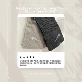 Nike的Everyday Cushioned Wool Blend Crew DRI-FIT襪子是款設計精良功能的襪子