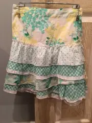 New Pumpkin Patch Skirt, SIZE 6, Girls, Green, White, Yellow, Floral Knee Length