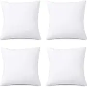 Casafoyer Throw Pillows (Set of 4, White), 18 x 18 Inches Pillows for Sofa, Bed and Couch Decorative Stuffer Pillows, Soft & Fluffy Couch Pillows for Sofa, Bed & Living Room Decor