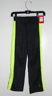 NWT Air Jordan Big Girls Black with Bright Yellow Side Stripes Track Pants sz M