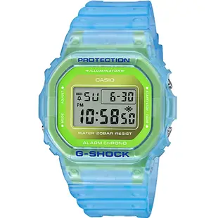 CASIO卡西歐 G-SHOCK 水藍半透明運動錶 DW-5600LS-2