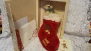 New Steiff Club Teddy Bear with Christmas Stocking 2004 with Certificate and box