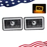 4x6" Inch LED Chrome Crystal CCFL yellow Headlight Sealed Beam Square Headlights (for: Audi)