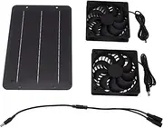 Solar Powered Fan, 10W Solar Panel Dual Fans Cooling Ventilation for Small Chicken Coops, Greenhouses, Sheds, Pet Houses, Dog House, Outside, Solar Exhaust Intake Fan Kit