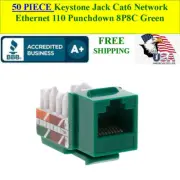 50 JACKS RJ45 Keystone Jack Cat6 Network Ethernet 110 Punchdown Green T568A B
