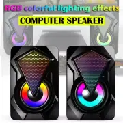 LED USB Computer Speakers Stereo Bass Subwoofer Wired 3.5mm Jack For Desktop PC