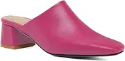 [MOOMMO] Women Chunky Heel Mules Closed Toe Square Toe Slip On Backless Pumps Mid Block Heel Comfort Matte Leather Slide Sandals Casual Classic Outdoor Slippers Office Casual Daily Dress Shoes 5-13 M US