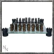 Kingdom Of The Dragon Chess Set with Resin Pieces and Glass Board Fantasy Gothic