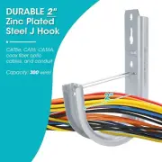 2-Inch Galvanized Steel Cable Support J-Hook With Retainer Clips 48 Pack New Kit