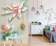 3D Pink Art Lotus G13004 Wallpaper Wall Murals Removable Self-adhesive Honey