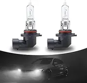 awlbed 2 PCS Car Halogen Fog Light Bulb, 12V 55W Waterproof Glass Vehicle Spotlights Replacements, Universal Automotive High Beam Lighting Accessories for Truck SUV Car (White Light #9005)