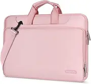 MOSISO 360 Protective Laptop Shoulder Bag Compatible with MacBook Air/Pro,13-13.3 inch Notebook,Compatible with MacBook Pro 14 2023-2021 A2779 M2 A2442 M1,Matching Color Sleeve with Belt, Pink