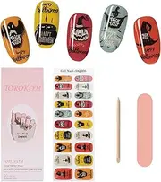 TOROKOM Halloween Semi Cured Gel Nail Strips, Ghost Hat Gel Polish Strips, Long Lasting Waterproof Full Wraps Stickers With Stick, File, Wipes & Sealing (UV/LED Lamp Required)