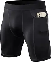 [LEICHR] 1/3 Pack Men's Compression Shorts Zip Pockets Performance Athletic Shorts Gym Shorts with Pockets 8" 9" inseam