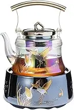 Electric Kettle Glass Ceramic Stove Teapot Set, Hot Water Dispensers for Kitchen Household Thickened Glass Large-Capacity 900ml 1500w Touch-Control Tea (C) lofty ambition KeYJ