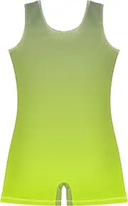 [GAIGEO] Girls Leotards for Gymnastics Toddler Unitards Practice Dance Outfit Shorts Camouflage Green Light Lime Gradient 2-3t