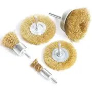 5pcs Brass Wire Wheel Brush Kit for Drill,Crimped Cup Brush with 1/4-Inch Sha...