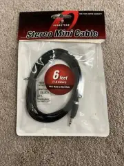 Brand New Durable Pearstone Stereo Mini Male to Stereo Mini Male Cable Black 6'