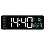 16 Inch Digital Wall Clock with Large LED Display, Dual Alarms Remote Control, Date Week Temperature Functions