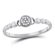 14k White Gold Round Diamond Cluster Stackable Band Ring 1/6 Cttw