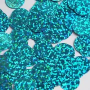 Round Flat Sequin 15mm Top Hole Aqua Blue Hologram Glitter Sparkle Paillettes
