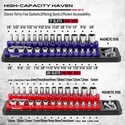 Magnetic Socket Holder Set - Detachable 1/4" Drive Metric & SAE Organizer