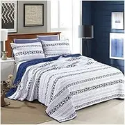 Cotton Quilt 3 Pieces Twin-68x85 Full/Queen-88x92 King-106x92 Quilt Bedding Set Chinese Style Celadon Embroidery Lightweight Coverlets Bedspreads (Color : Blue, Size : 269x234cm-106x92 inch)