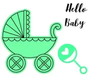 Sizzix Framelits Baby Carriage #662906 Retail $7.99 2 pk & stamps by Jen Long