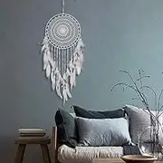 CHICIEVE White Large Dream Catchers for Bedroom Girls Room Feather Decor Brithday Party Gift Dia 11.8 inch