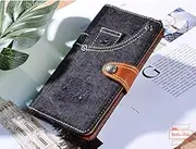 Yidai-Silu Galaxy S20 Ultra Jeans Wallet Flip Case 【Denim Design, Kickstand, Magnetic Closure 】 PU Leather Bookcase Shockproof Full Protective Cover for Samsung Galaxy S20 Ultra 6,9" - Black