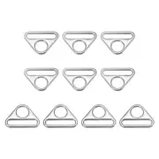 1.26" Adjuster Triangle with Bar Swivel Clip D Dee Ring Buckle, 10Pcs Silver