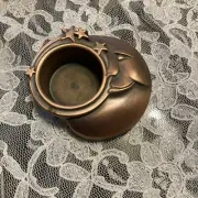 Crescent Moon candleholder brassy metal Moon stars