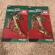 2 Handrail Brackets Bright Brass Finish 3-1/2" 3.5" Sealed