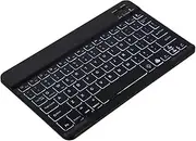 10 inch Wireless BT Keyboard Ultra-Thin Rechargeable BT Keyboard Three-System Compatible 7-Color Monochrome Backlight Black VCXN