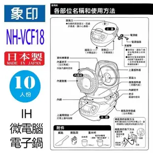 象印 NH-VCF18 IH微電腦 10人份電子鍋 (6.7折)