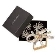 Kim Seybert Jeweled Bow Napkin Ring in Gold & Crystal, Set of 4 in a Gift Box
