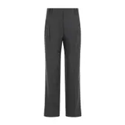 [Brunello Cucinelli] Brunello Cucinelli-Grey Cropped Flannel Virgin Wool Pants-Donna 42 IT