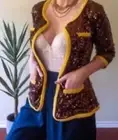 NWT IMAN GLOBAL CHIC Brown Sequined Sparkly Blazer W/Yellow Women’s XL