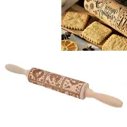 35Cm Embossing Rolling Pin 3D Patterned Wooden Rolling Pin Engraving Di HG