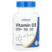 Nutricost, Vitamin D3, 125 mcg (5,000 IU), 240 Softgels