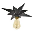 JC H&L Black Flush Mount Ceiling Lamp, Vintage Lighting Fixture, Brass Star L...
