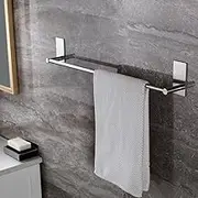 Self Adhesive Towel Bar, Ceinterau 70cm Bathroom Towel Rack Stick on Bath Towel Rail Holder No Drill, SUS 304 Stainless Steel
