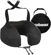 Cabeau Evolution S3 Travel Pillow - Straps to Airplane Seat - Ensures Your Head Won't Fall Forward - Relax with Plush Memory Foam - Quick-Dry Fabric Keeps You Cool and Dry Jet Black