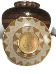 PRAYING HANDS Cremation Brass Urn 190 lb Brown Cloisonne Adobe Design