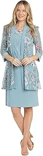 [R&M Richards] 2PC Ity Floral Printed Jacket W/Solid Tank & Detachable Necklace